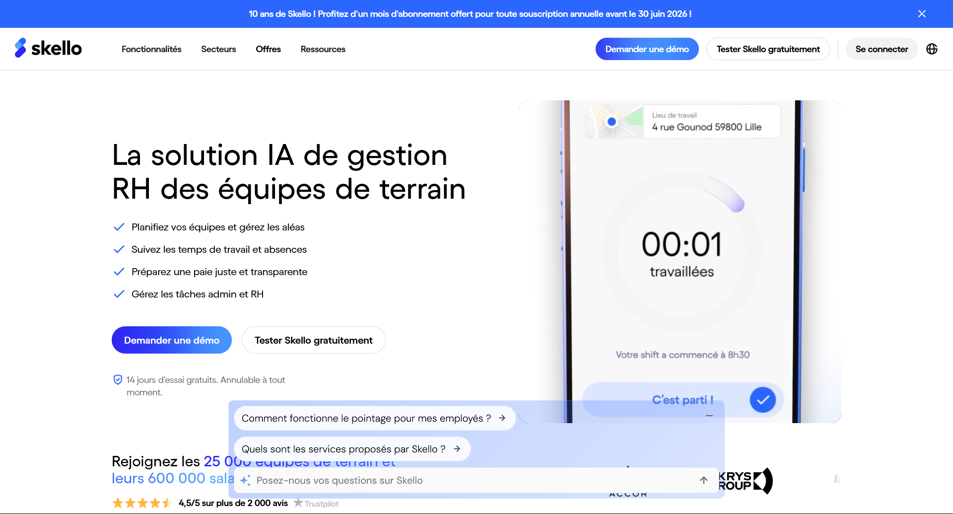 Skello élargit sa plateforme RH et propose une expérience IA renforcée pour les équipes terrain
