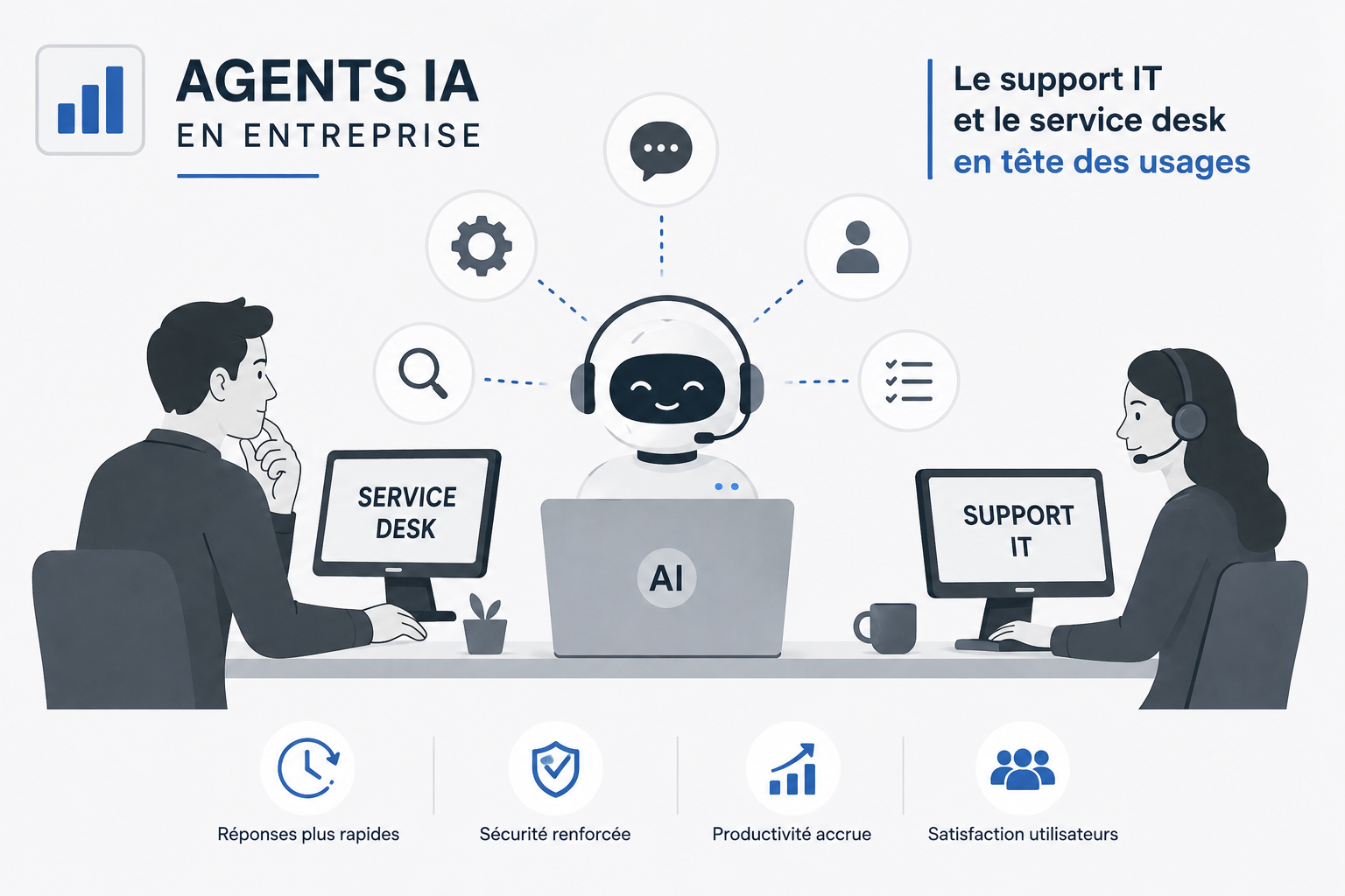 Agents IA en entreprise le support IT et le service desk en tête des usages