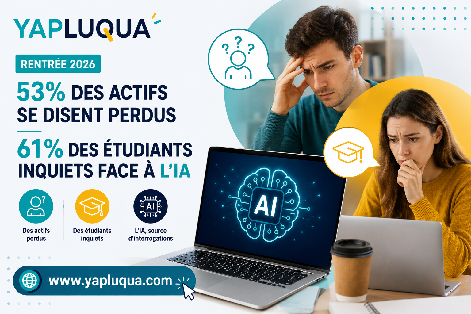 Rentrée 2026 : 53 % des actifs se disent perdus, 61 % des étudiants inquiets face à l'IA