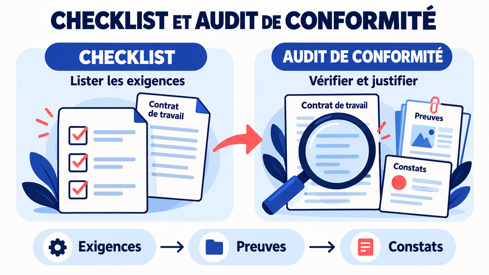 Checklist et audit de conformité : préparer les contrôles, puis établir les constats